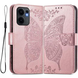 Откидной чехол для Oppo Reno 13F / Oppo Reno 13FS, Butterfly, розовый rose gold