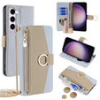 Чохол-книжка для Samsung Galaxy S23, Wallet Zipper Pocket, з дзеркалом, м'яти