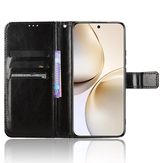 Откидной чехол для Realme 14 Pro+ 5G, Crazy Horse Wallet, чёрный