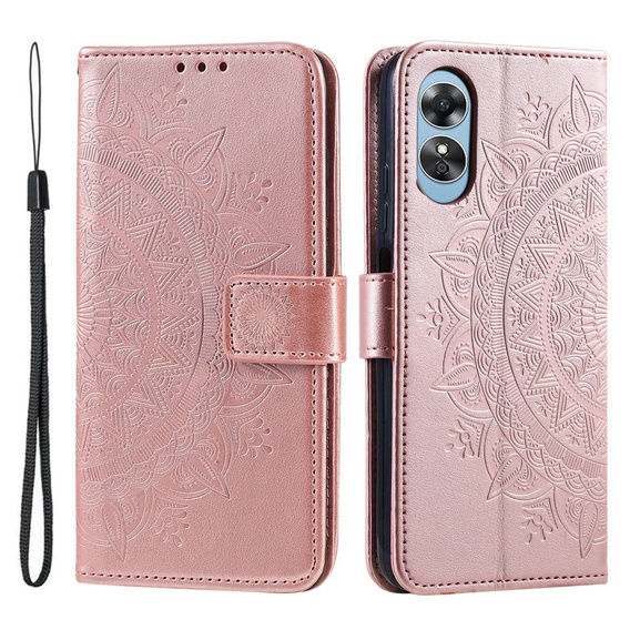 Чохол-книжка для Oppo A17, Mandala, рожевий rose gold