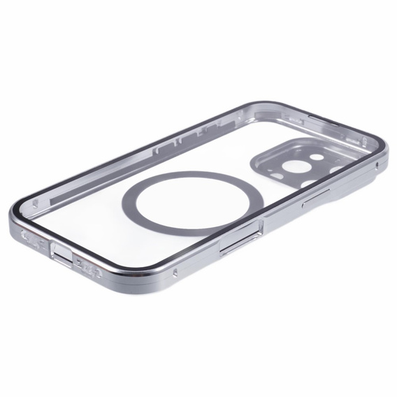 Магнітний чохол Dual Glass MagSafe для iPhone 16 Pro Max, сріблястий