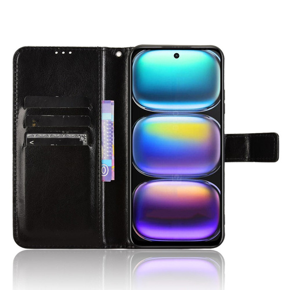 Футляр з клапаном для Infinix Hot 50 4G, Crazy Horse Wallet, чорний