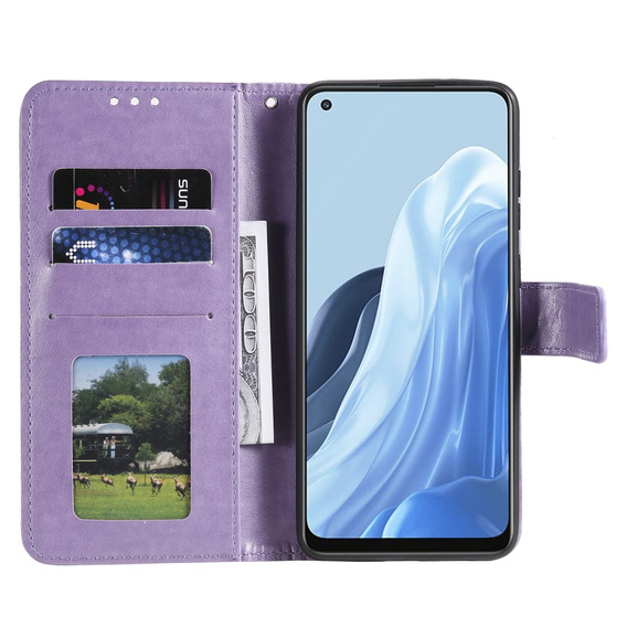 Откидной чехол для Oppo Reno7 5G, Mandala, фиолетовый