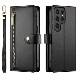 Откидной чехол для Samsung Galaxy S25 Ultra, Wallet Zipper Pocket, чёрный