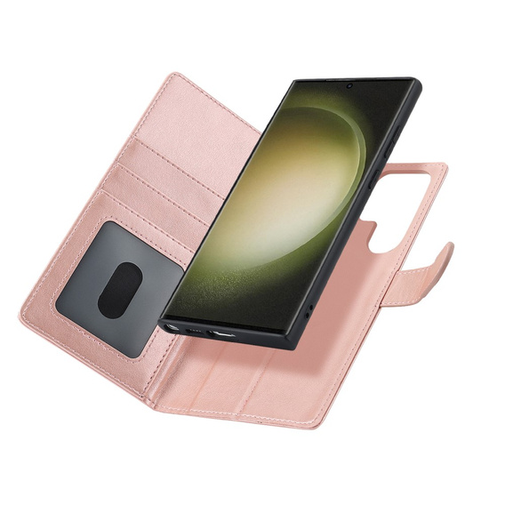 Чехол с откидной крышкой для Samsung Galaxy S23 Ultra, бумажник, для MagSafe, розовый rose gold