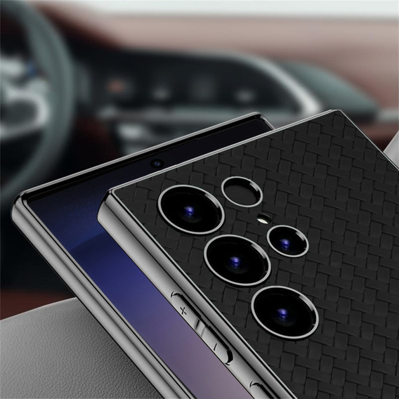 Чехол до Samsung Galaxy S23 Ultra, GKK Woven Leather, чёрный
