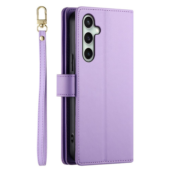 Откидной чехол для Samsung Galaxy S24 FE, Wallet Zipper Pocket, фиолетовый