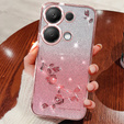 Чехол для Xiaomi Redmi Note 13 Pro 4G / Xiaomi Redmi Note 14S / Xiaomi Poco M6 Pro 4G, Glitter Flower, розовый rose gold