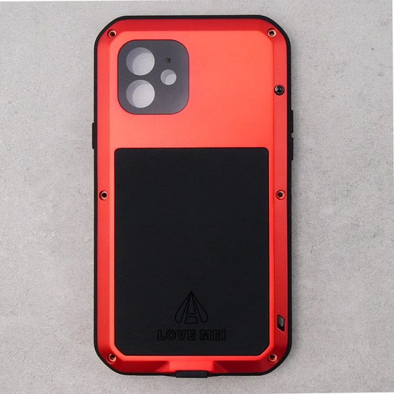 Чехол Love Mei до iPhone 12, armored with glass, красный
