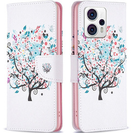 Откидной чехол для Motorola Moto G53 5G / G23 / G13, Wallet, colorful tree, белый