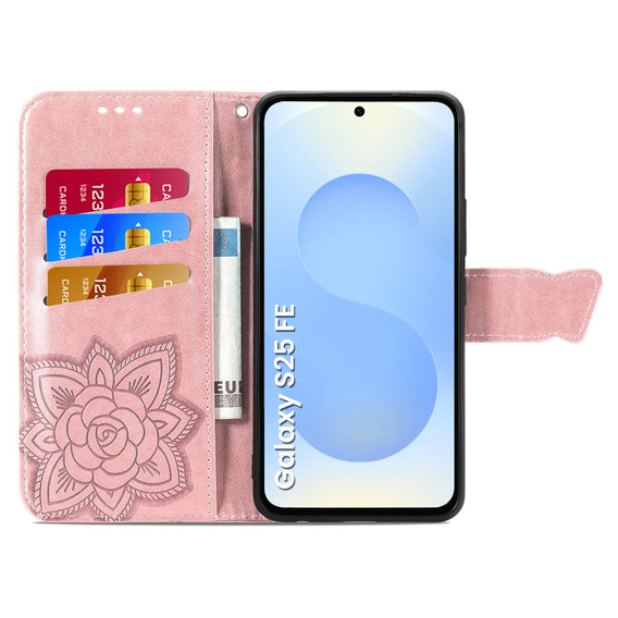 Чохол-книжка для Samsung Galaxy S25 FE, Butterfly, рожевий rose gold
