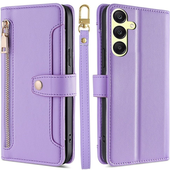 Откидной чехол для Samsung Galaxy A25 5G, Wallet Zipper Pocket, фиолетовый