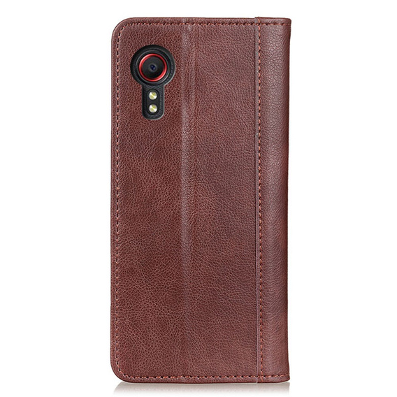 Чехол до Samsung Galaxy Xcover 7, Wallet Litchi Leather, коричневый