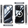 Чехол для iPhone 16 Pro, Shockproof, со стеклом, для MagSafe, чёрный