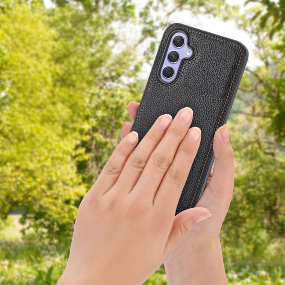 Шкіряний чохол для Samsung Galaxy A54, Lychee leather Case, чорний