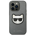 Чехол Karl Lagerfeld до iPhone 14 Pro, Saffiano Choupette Head Patch, серебряный