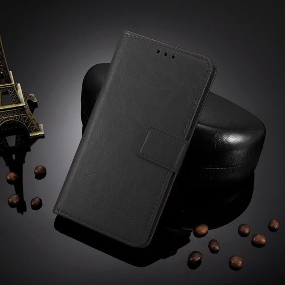 Футляр з клапаном для Motorola Moto G86 5G, Crazy Horse Wallet, чорний