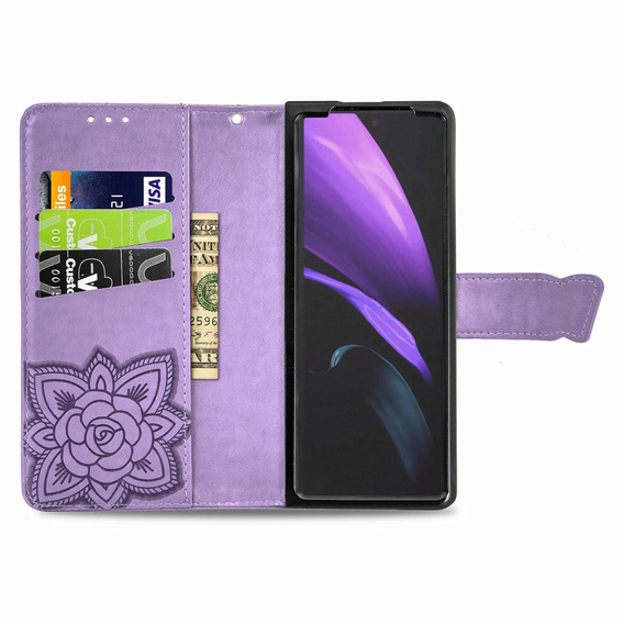 Откидной чехол для Samsung Galaxy Z Fold 4 5G, Butterfly, фиолетовый