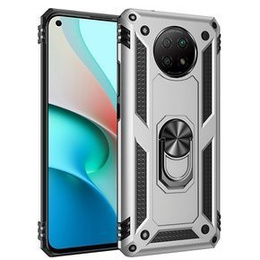 Бронированный Чехол до Xiaomi Redmi Note 9T 5G, Nox Case Ring, серебряный