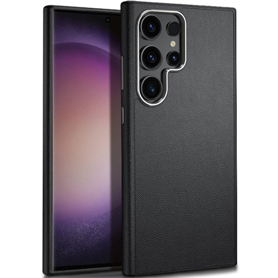 Шкіряний чохол для Samsung Galaxy S24 Ultra, гібридний, чорний