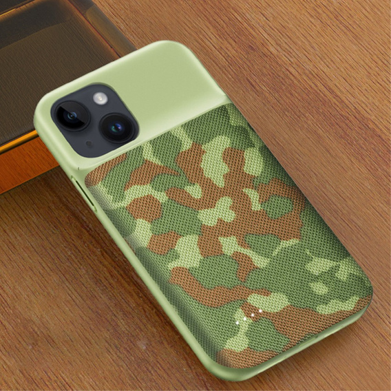 Чехол-аккумулятор 6800 мАч для iPhone 14, зеленый камуфляж