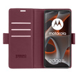 Чохол для Motorola Edge 50 Pro, ERBORD Glossy Litchi, гаманець з клапаном, червоний