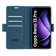 Чехол для Oppo Reno 13 Pro, ERBORD Glossy Litchi, кошелек с клапаном, синий