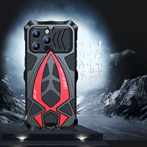 Чохол LUPHIE 360' з загартованим склом для iPhone 15, чорний / червоний