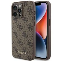 Чехол GUESS до iPhone 15 Pro Max, 4G Metal Gold Logo, коричневый