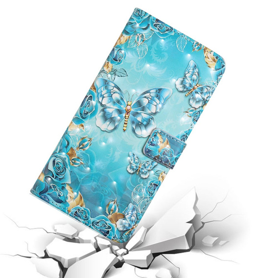 Откидной чехол для Samsung Galaxy A05s, Wallet, Blue Gold Butterflies, синий
