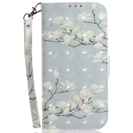 Откидной чехол для Motorola Edge 50 Pro 5G, Wallet, Magnolia Flowers серый
