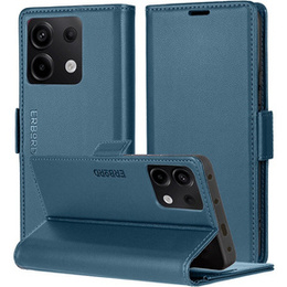 Чехол для Xiaomi Redmi Note 13 5G, ERBORD Glossy Litchi, кошелек с клапаном, синий
