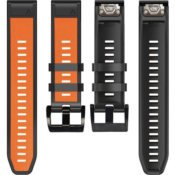 Силіконовий ремінець для Garmin Fenix 5/6/7 Forerunner 945/935, Orange / Black