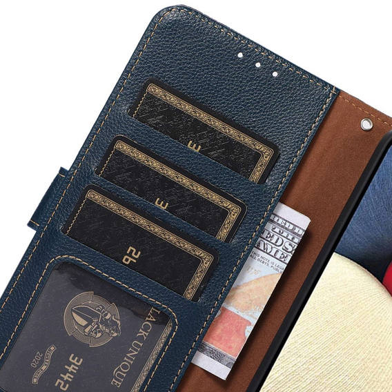 чехол-крышка для OnePlus 12 5G, KHAZNEH RFID, синий / коричневый