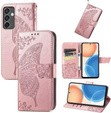 Откидной чехол для Samsung Galaxy S24 FE, Butterfly, розовый rose gold