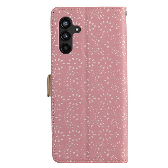 Чохол-кришка для Samsung Galaxy A55 5G, Wallet Pocket Zipper Lace, рожевий
