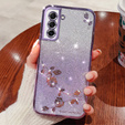 Чохол для Samsung Galaxy S21 FE, Glitter Flower, фіолетовий