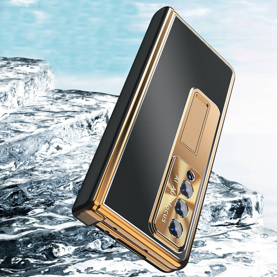 Чохол із склом для Samsung Galaxy Z Fold 4 5G, Premium Alloy, Gold / Black