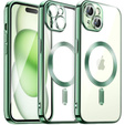 Чехол для iPhone 15, Electro MagSafe, зелёный + стекло для экрана