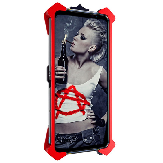 Бронированный чехол для Asus ROG Phone 7 5G, Aluminum Alloy, чёрный / красный