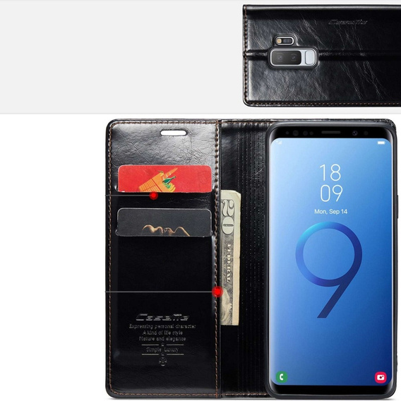 Флип-кейс CASEME для Samsung Galaxy S9+ Plus, Waxy Textured, чёрный