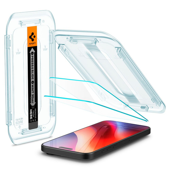 Закаленное стекло Spigen для iPhone 17 / 17 Pro / 16 Pro, Glas.TR EZ Fit (2 шт.)