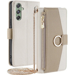 Флип-кейс для Samsung Galaxy M34 5G, Wallet Zipper Pocket, с зеркалом, белый