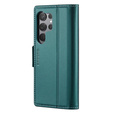 Чохол для Samsung Galaxy S24 Ultra, ERBORD Glossy Litchi, гаманець з клапаном, зелений