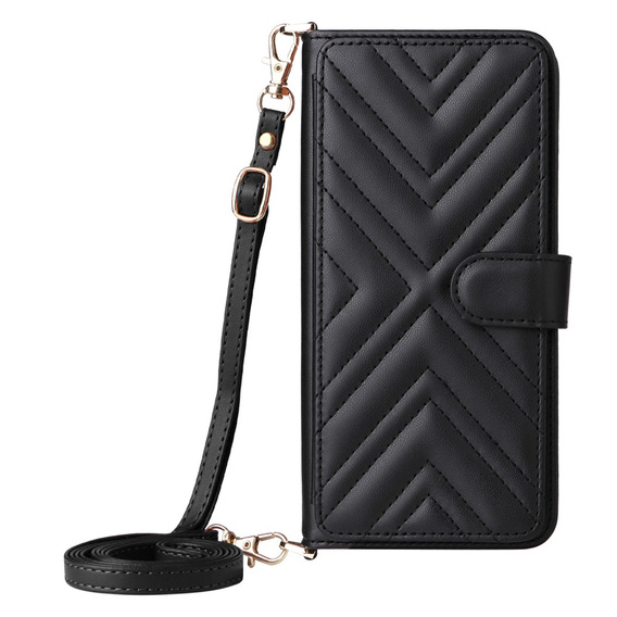 Чохол з клапаном для Realme 14 Pro+ 5G, Crossbody Leather Wallet, чорний