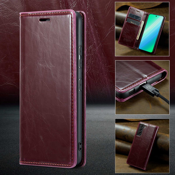 Чохол-книжка для Samsung Galaxy S23, ERBORD Waxy Wallet, червоний