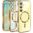 Чехол для Samsung Galaxy S24 FE, Electro MagSafe, золотой + стекло для экрана