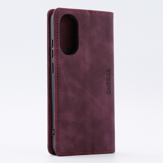 Чохол для Oppo A78 4G, ERBORD Vintage, гаманець з клапаном, червоний