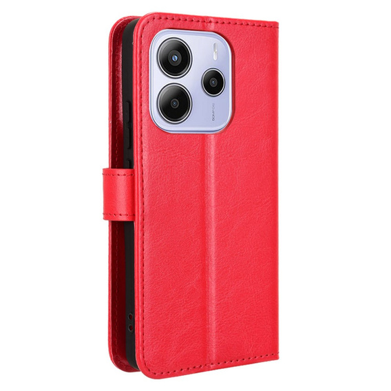 Футляр з клапаном для Xiaomi Redmi Note 14 4G, Crazy Horse Wallet, червоний