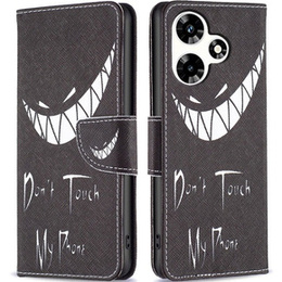 Откидной чехол для Infinix Hot 30, Wallet, Don't Touch My Phone, чёрный